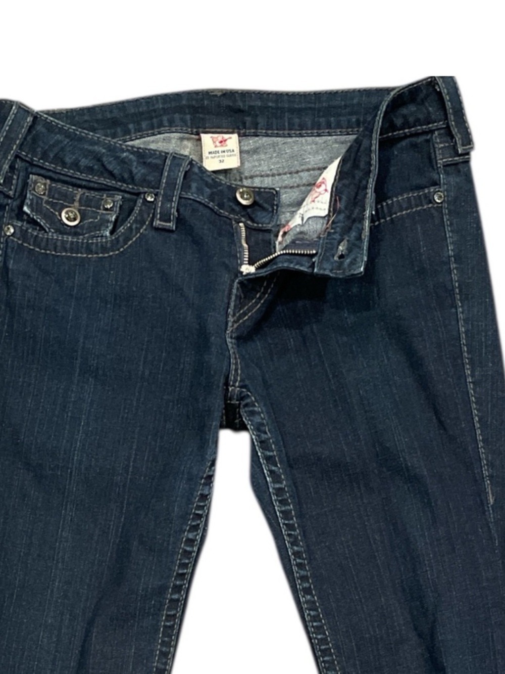 True Religion Becky Low Rise Straight Jeans 32 Tall 35” Y2K Dark Wash - Picture 4 of 11